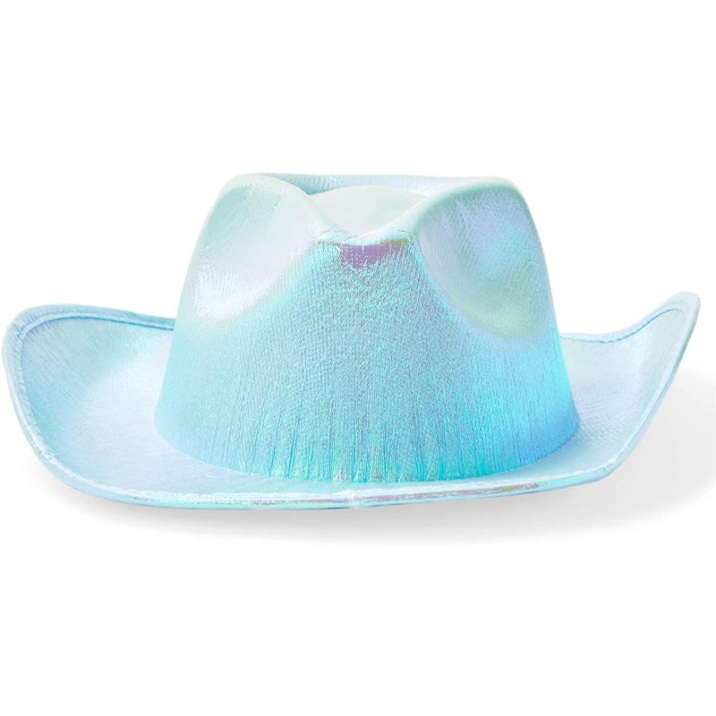 Zodaca Holographic Cowboy Hat - Adult, Light Blue EVA Foam - Cowboy Hats for Women, Iridescent Glitter Sparkle - Space Festival Party Accessory - Image 3